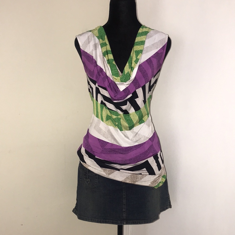 Bold Print Cowl Neck Tank